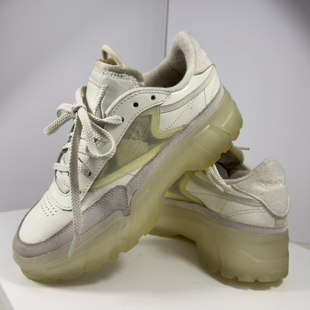 Reebok‎ Club C Cardi B Chalk Clear White Women's Platform Shoes Size 7.5 Retro
